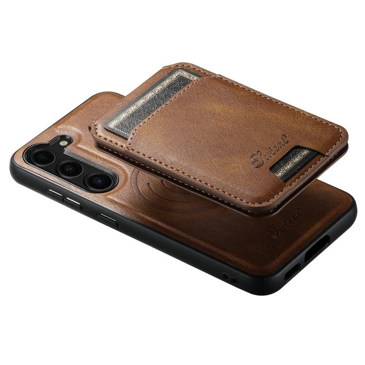 For Samsung Galaxy S23 5G Suteni H15 MagSafe Oil Eax Leather Detachable Wallet Back Phone Case(Khaki) - Galaxy S23 5G Cases by Suteni | Online Shopping South Africa | PMC Jewellery