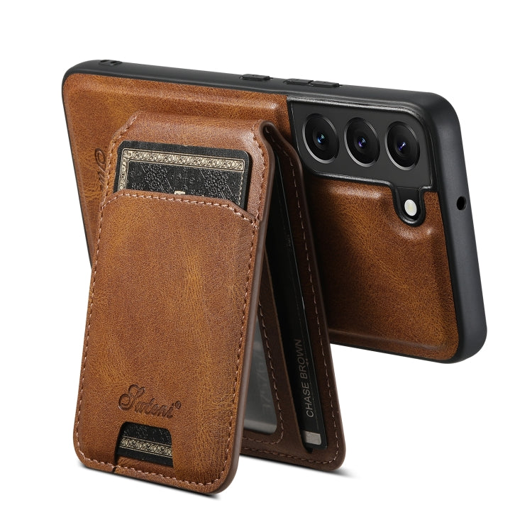 For Samsung Galaxy S22 5G Suteni H15 MagSafe Oil Eax Leather Detachable Wallet Back Phone Case(Khaki) - Galaxy S22 5G Cases by Suteni | Online Shopping South Africa | PMC Jewellery