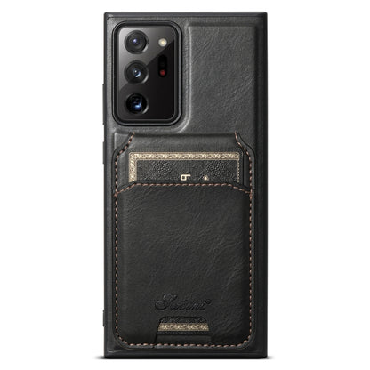 For Samsung Galaxy Note20 5G Suteni H15  Oil Eax Leather Detachable Wallet Back Phone Case(Black) - Galaxy Note20 Cases by Suteni | Online Shopping South Africa | PMC Jewellery | Buy Now Pay Later Mobicred