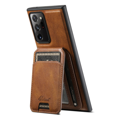 For Samsung Galaxy Note20 5G Suteni H15  Oil Eax Leather Detachable Wallet Back Phone Case(Black) - Galaxy Note20 Cases by Suteni | Online Shopping South Africa | PMC Jewellery | Buy Now Pay Later Mobicred