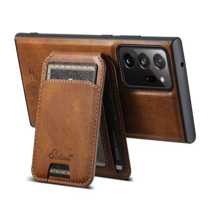 For Samsung Galaxy Note20 5G Suteni H15 MagSafe Oil Eax Leather Detachable Wallet Back Phone Case(Khaki) - Galaxy Note20 Cases by Suteni | Online Shopping South Africa | PMC Jewellery
