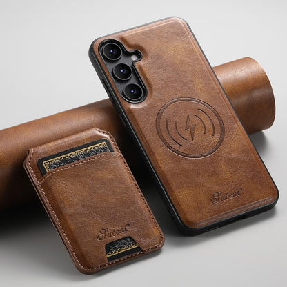 For Samsung Galaxy S25+ 5G Suteni H15  Oil Eax Leather Detachable Wallet Back Phone Case(Brown) - Galaxy S25+ 5G Cases by Suteni | Online Shopping South Africa | PMC Jewellery | Buy Now Pay Later Mobicred