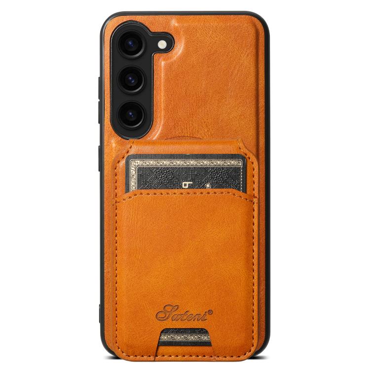 For Samsung Galaxy S25 5G Suteni H15  Oil Eax Leather Detachable Wallet Back Phone Case(Khaki) - Galaxy S25 5G Cases by Suteni | Online Shopping South Africa | PMC Jewellery | Buy Now Pay Later Mobicred