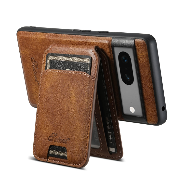For Google Pixel 8 Suteni H15 Oil Eax Leather Detachable Wallet Back Phone Case(Khaki) - free shipping - PMC Jewellery - Order now!