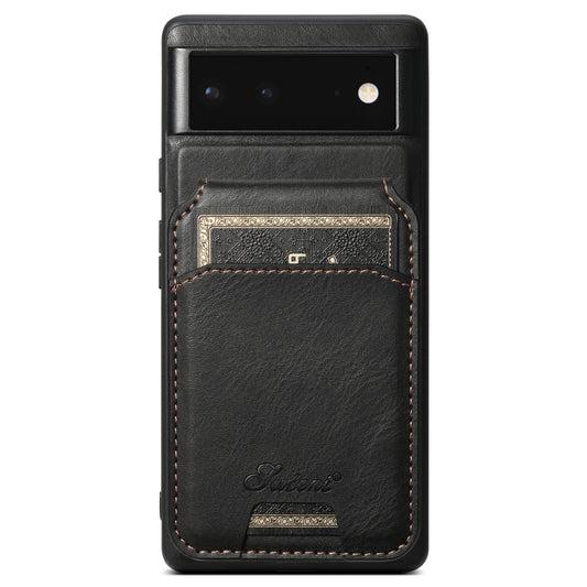 For Google Pixel 6 Pro Suteni H15 Oil Eax Leather Detachable Wallet Back Phone Case(Black) - Google Cases by Suteni | Online Shopping South Africa | PMC Jewellery | Buy Now Pay Later Mobicred