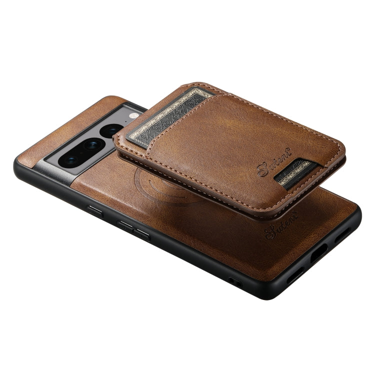 For Google Pixel 8a Suteni H15 Oil Eax Leather Detachable Wallet Back Phone Case(Khaki) - Google Cases by Suteni | Online Shopping South Africa | PMC Jewellery | Buy Now Pay Later Mobicred