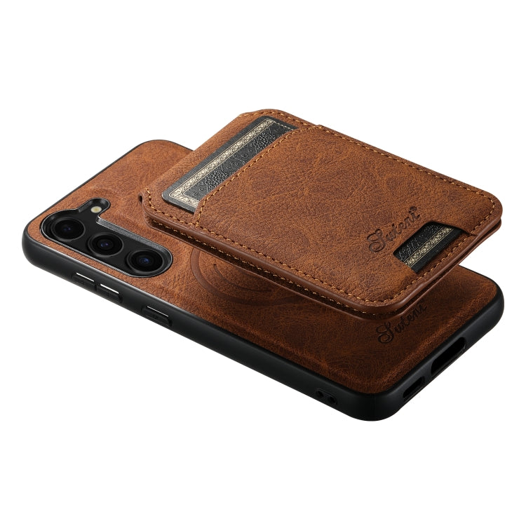 For Samsung Galaxy S24+ 5G Suteni H16 Litchi Texture Leather Detachable Wallet Back Phone Case(Khaki) - Galaxy S24+ 5G Cases by Suteni | Online Shopping South Africa | PMC Jewellery | Buy Now Pay Later Mobicred