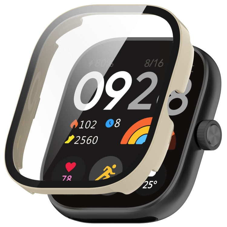 For Redmi Watch 4 Tempered Film Integrated PC Watch Protective Case(White) - Watch Cases by PMC TechLife | Online Shopping South Africa | PMC TechLife | Buy Now Pay Later Mobicred