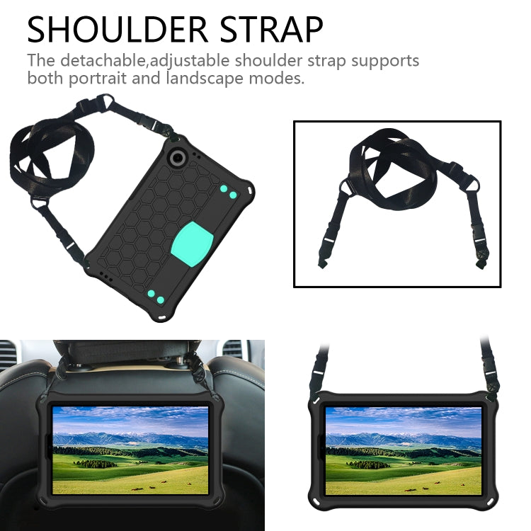 For Blackview Tab 60 8.7 2023 Honeycomb EVA Hybrid PC Tablet Case with Strap(Black+Aqua) - Others by PMC TechLife | Online Shopping South Africa | PMC TechLife