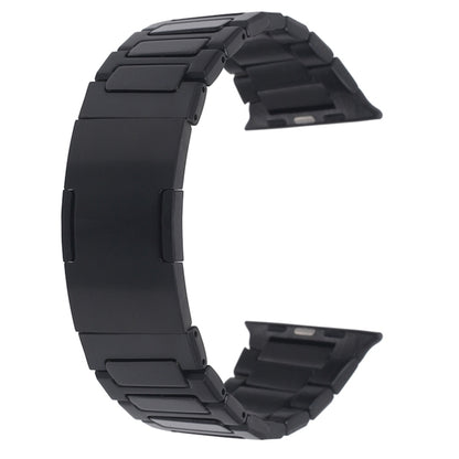 For Apple Watch Series 8 41mm Stainless Steel H-Shaped Fold Buckle Watch Band(Black) - Watch Bands by PMC Jewellery | Online Shopping South Africa | PMC Jewellery