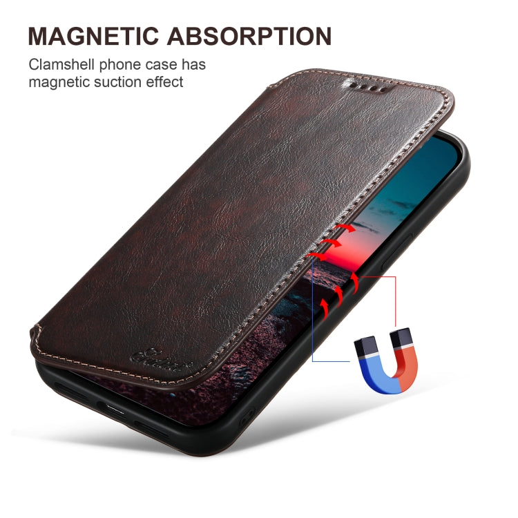 For iPhone 16 Suteni J05 Leather Magnetic MagSafe Phone Case(Brown) - iPhone 16 Cases by Suteni | Online Shopping South Africa | PMC Jewellery | Buy Now Pay Later Mobicred