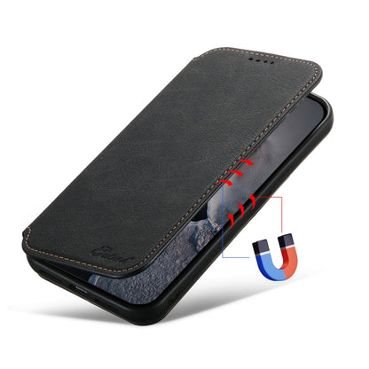 For iPhone 15 Pro Suteni J06 Retro Matte Litchi Texture Leather MagSafe Phone Case(Black) - iPhone 15 Pro Cases by Suteni | Online Shopping South Africa | PMC Jewellery | Buy Now Pay Later Mobicred