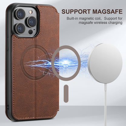 For iPhone 16 Plus Suteni J06 Retro Matte Litchi Texture Leather MagSafe Phone Case(Brown) - iPhone 16 Plus Cases by Suteni | Online Shopping South Africa | PMC Jewellery | Buy Now Pay Later Mobicred