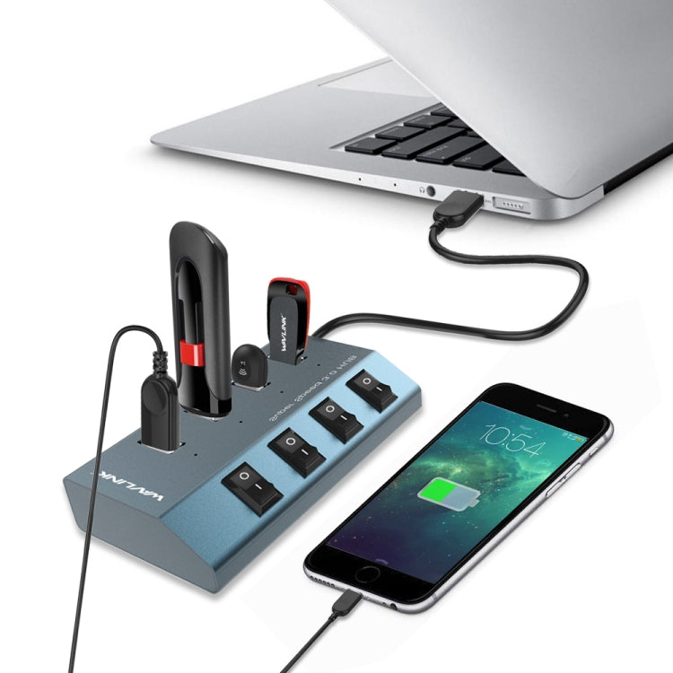WAVLINK WL-UH3049 USB 3.0 4-Ports Desktop Fast Charger Station with Independent Switch(AU Plug) - USB 3.0 HUB by WAVLINK | Online Shopping South Africa | PMC Jewellery | Buy Now Pay Later Mobicred