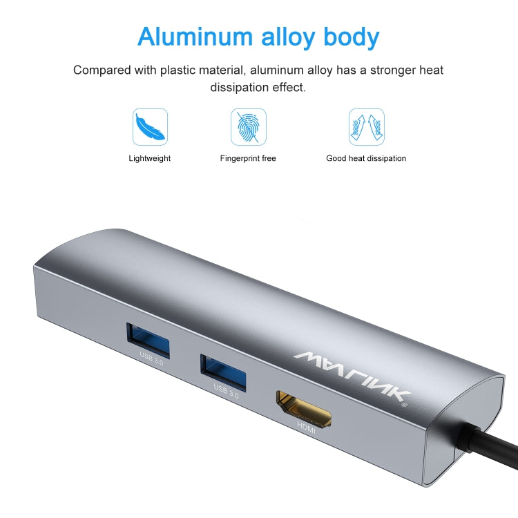 WAVLINK WL-UHP3408 USB HUB Adapter 4-in-1 Type-C to HD + 2xUSB3.0 + Gigabit RJ45 Docking Station - USB HUB by WAVLINK | Online Shopping South Africa | PMC Jewellery | Buy Now Pay Later Mobicred