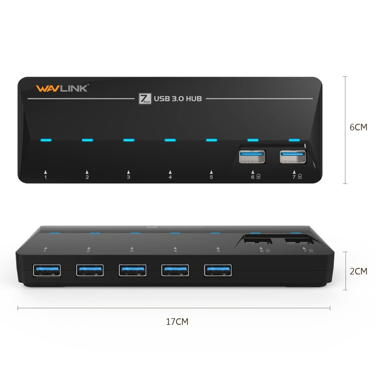 WAVLINK WL-UH3073D USB3.0 HUB Adapter 7-Port Docking Station with Individual Switch(UK Plug) - USB 3.0 HUB by WAVLINK | Online Shopping South Africa | PMC Jewellery | Buy Now Pay Later Mobicred