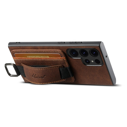 For Samsung Galaxy S24 Ultra 5G Suteni H13 Litchi Leather Wrist Strap Wallet Back Phone Case(Brown) - Galaxy S24 Ultra 5G Cases by Suteni | Online Shopping South Africa | PMC Jewellery | Buy Now Pay Later Mobicred