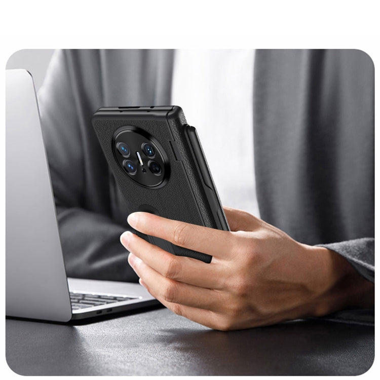 For Huawei  Mate X5 Integrated Film Plain Leather Phone Case with Pen(Pink) - Huawei Cases by PMC TechLife | Online Shopping South Africa | PMC TechLife | Buy Now Pay Later Mobicred