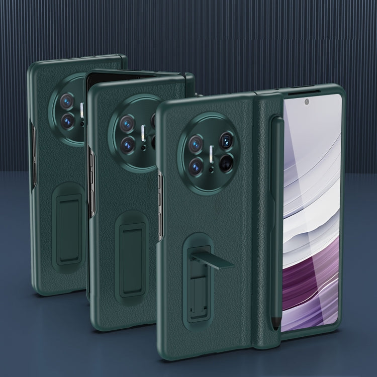 For Huawei  Mate X5 Integrated Film Plain Leather Phone Case with Pen(Green) - Huawei Cases by PMC TechLife | Online Shopping South Africa | PMC TechLife | Buy Now Pay Later Mobicred
