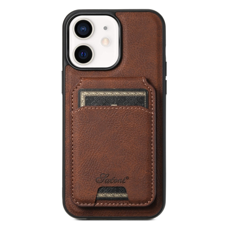 For iPhone 12  Suteni H17 Litchi Texture Leather MagSafe Detachable Wallet Phone Case(Brown) - iPhone 12 / 12 Pro Cases by Suteni | Online Shopping South Africa | PMC Jewellery | Buy Now Pay Later Mobicred