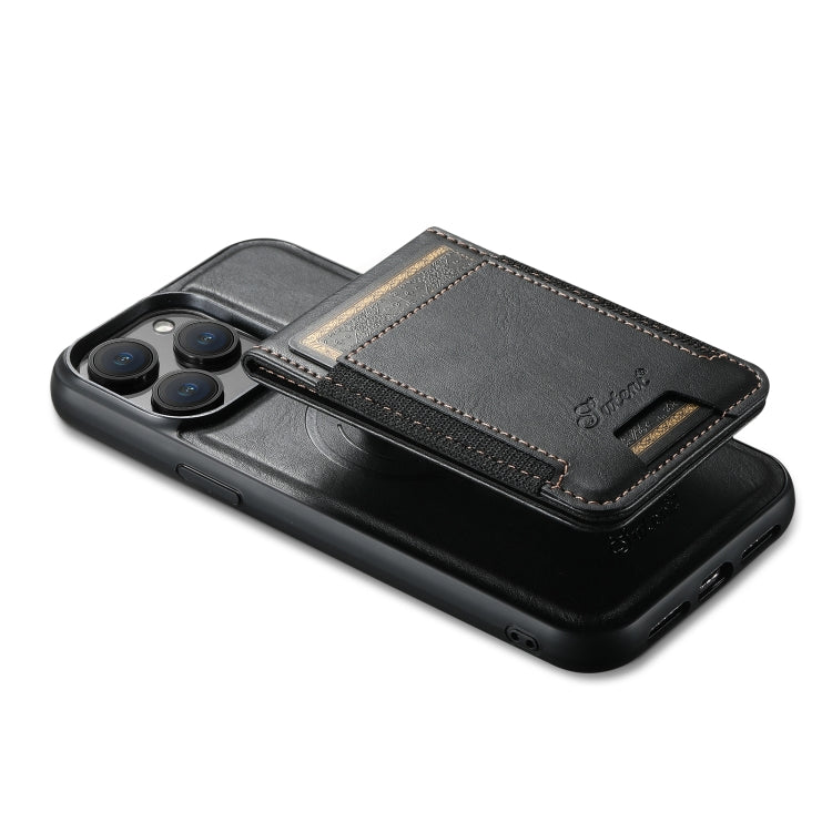 For iPhone 15 Pro Max Suteni H17 Oil Eax Leather MagSafe Detachable Wallet Phone Case(Black) - iPhone 15 Pro Max Cases by Suteni | Online Shopping South Africa | PMC Jewellery | Buy Now Pay Later Mobicred