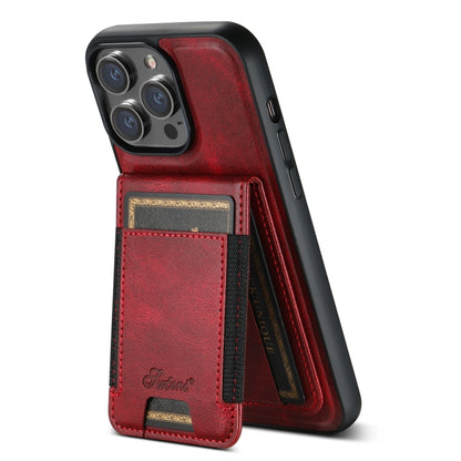 For iPhone 14 Plus Suteni H17 Oil Eax Leather MagSafe Detachable Wallet Phone Case(Red) - iPhone 14 Plus Cases by Suteni | Online Shopping South Africa | PMC Jewellery | Buy Now Pay Later Mobicred