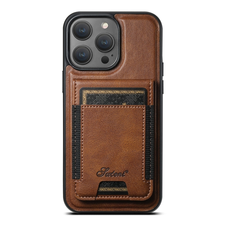 For iPhone 14 Pro Max Suteni H17 Oil Eax Leather MagSafe Detachable Wallet Phone Case(Brown) - iPhone 14 Pro Max Cases by Suteni | Online Shopping South Africa | PMC Jewellery | Buy Now Pay Later Mobicred