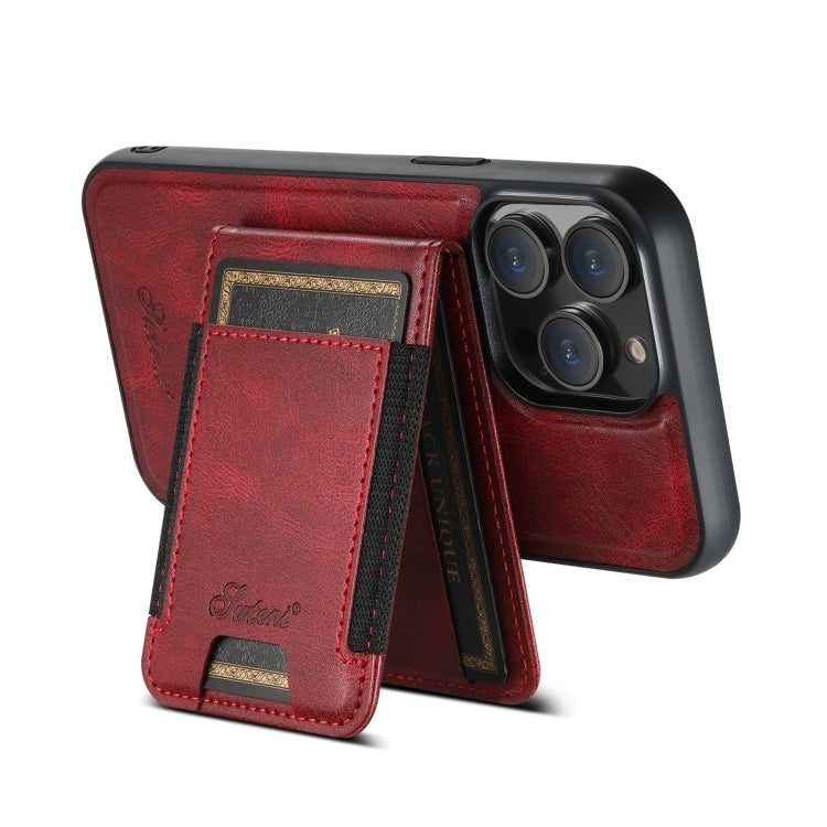 For iPhone 14 Pro Max Suteni H17 Oil Eax Leather MagSafe Detachable Wallet Phone Case(Red) - iPhone 14 Pro Max Cases by Suteni | Online Shopping South Africa | PMC Jewellery | Buy Now Pay Later Mobicred