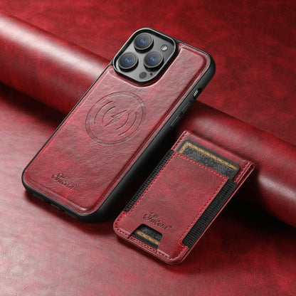 For iPhone 13 Pro Max Suteni H17 Oil Eax Leather MagSafe Detachable Wallet Phone Case(Red) - iPhone 13 Pro Max Cases by Suteni | Online Shopping South Africa | PMC Jewellery | Buy Now Pay Later Mobicred