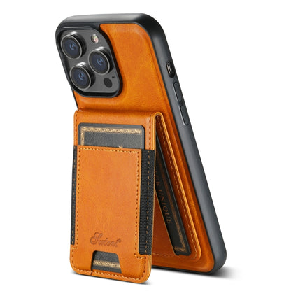 For iPhone 13 Suteni H17 Oil Eax Leather MagSafe Detachable Wallet Phone Case(Khaki) - iPhone 13 Cases by Suteni | Online Shopping South Africa | PMC Jewellery | Buy Now Pay Later Mobicred