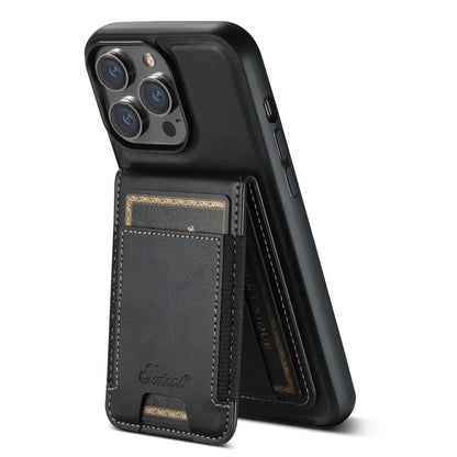 For iPhone 12  Suteni H17 Oil Eax Leather MagSafe Detachable Wallet Phone Case(Black) - iPhone 12 / 12 Pro Cases by Suteni | Online Shopping South Africa | PMC Jewellery | Buy Now Pay Later Mobicred