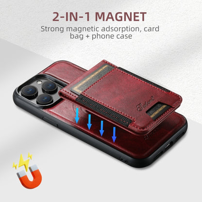 For iPhone 16 Pro Max Suteni H17 Oil Eax Leather MagSafe Detachable Wallet Phone Case(Red) - iPhone 16 Pro Max Cases by Suteni | Online Shopping South Africa | PMC Jewellery | Buy Now Pay Later Mobicred