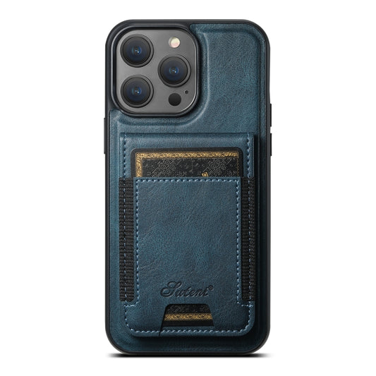 For iPhone 16 Pro Max Suteni H17 Oil Eax Leather MagSafe Detachable Wallet Phone Case(Blue) - iPhone 16 Pro Max Cases by Suteni | Online Shopping South Africa | PMC Jewellery | Buy Now Pay Later Mobicred