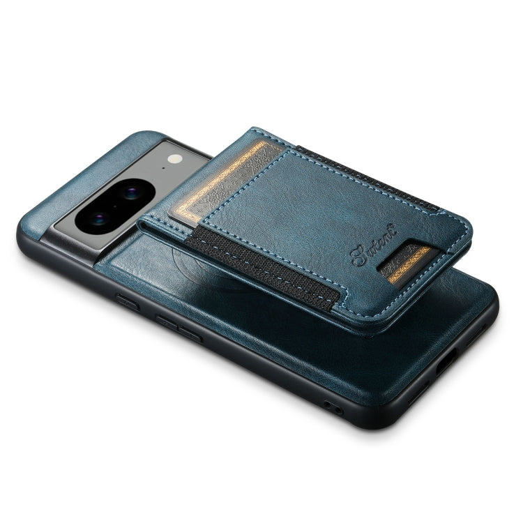 For Google Pixel 8 Pro Suteni H17 Oil Eax Leather Detachable Wallet Phone Case(Blue) - Google Cases by Suteni | Online Shopping South Africa | PMC Jewellery | Buy Now Pay Later Mobicred