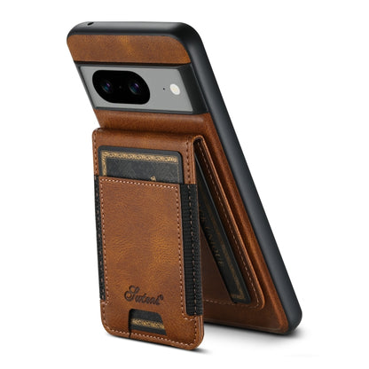 For Google Pixel 8 Suteni H17 Oil Eax Leather Detachable Wallet Phone Case(Brown) - Google Cases by Suteni | Online Shopping South Africa | PMC Jewellery | Buy Now Pay Later Mobicred