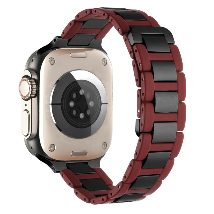 For Apple Watch Ultra 2 49mm Rubber Stainless Steel Magnetic Watch Band(Wine+Black) - Watch Bands by PMC Jewellery | Online Shopping South Africa | PMC Jewellery