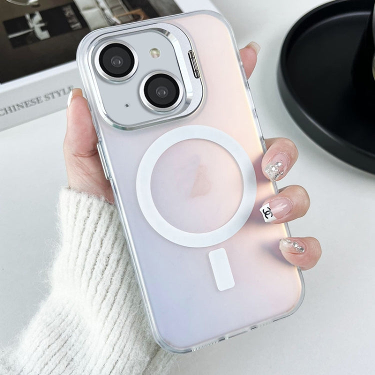 For iPhone 15 MagSafe Lens Holder PC Hybrid TPU Phone Case(White) - iPhone 15 Cases by PMC Jewellery | Online Shopping South Africa | PMC Jewellery