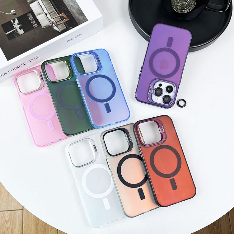 For iPhone 14 MagSafe Lens Holder PC Hybrid TPU Phone Case(Blue) - iPhone 14 Cases by PMC TechLife | Online Shopping South Africa | PMC TechLife