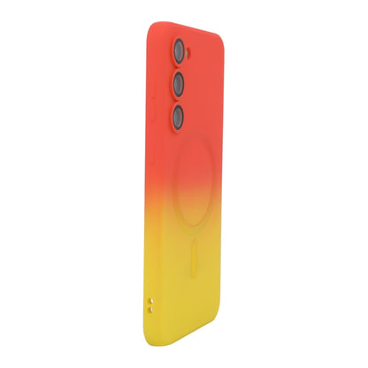 For Samsung Galaxy S24+ 5G ENKAY Hat-Prince MagSafe Rainbow Gradient Silicone Phone Case with Lens Film(Orange Yellow) - Galaxy S24+ 5G Cases by ENKAY | Online Shopping South Africa | PMC Jewellery | Buy Now Pay Later Mobicred