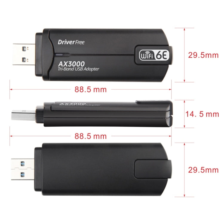 WD-AX3000 For Desktop PC WiFi Receiver USB 3.0 WiFi6 Driver Free Wireless Network Card(Black) - free shipping - PMC Jewellery - Order now!
