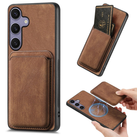 For Samsung Galaxy S25 5G Retro Leather Card Bag Magnetic Phone Case(Brown) - Galaxy S25 5G Cases by PMC Jewellery | Online Shopping South Africa | PMC Jewellery | Buy Now Pay Later Mobicred