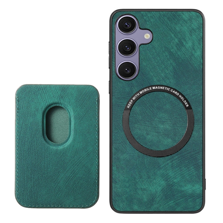 For Samsung Galaxy S25 5G Retro Leather Card Bag Magnetic Phone Case(Green) - Galaxy S25 5G Cases by PMC Jewellery | Online Shopping South Africa | PMC Jewellery | Buy Now Pay Later Mobicred