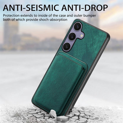 For Samsung Galaxy S25 5G Retro Leather Card Bag Magnetic Phone Case(Green) - Galaxy S25 5G Cases by PMC Jewellery | Online Shopping South Africa | PMC Jewellery | Buy Now Pay Later Mobicred