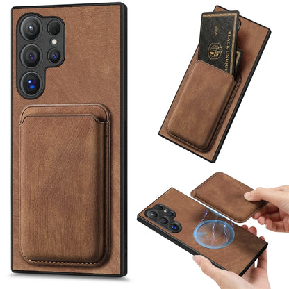 For Samsung Galaxy S25 Ultra 5G Retro Leather Card Bag Magnetic Phone Case(Brown) - Galaxy S25 Ultra 5G Cases by PMC Jewellery | Online Shopping South Africa | PMC Jewellery | Buy Now Pay Later Mobicred