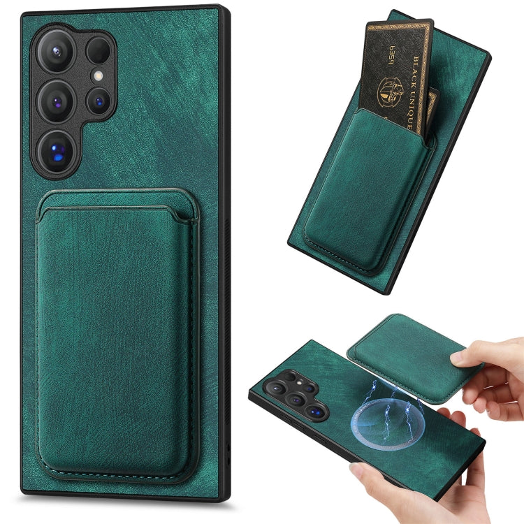 For Samsung Galaxy S25 Ultra 5G Retro Leather Card Bag Magnetic Phone Case(Green) - Galaxy S25 Ultra 5G Cases by PMC Jewellery | Online Shopping South Africa | PMC Jewellery | Buy Now Pay Later Mobicred