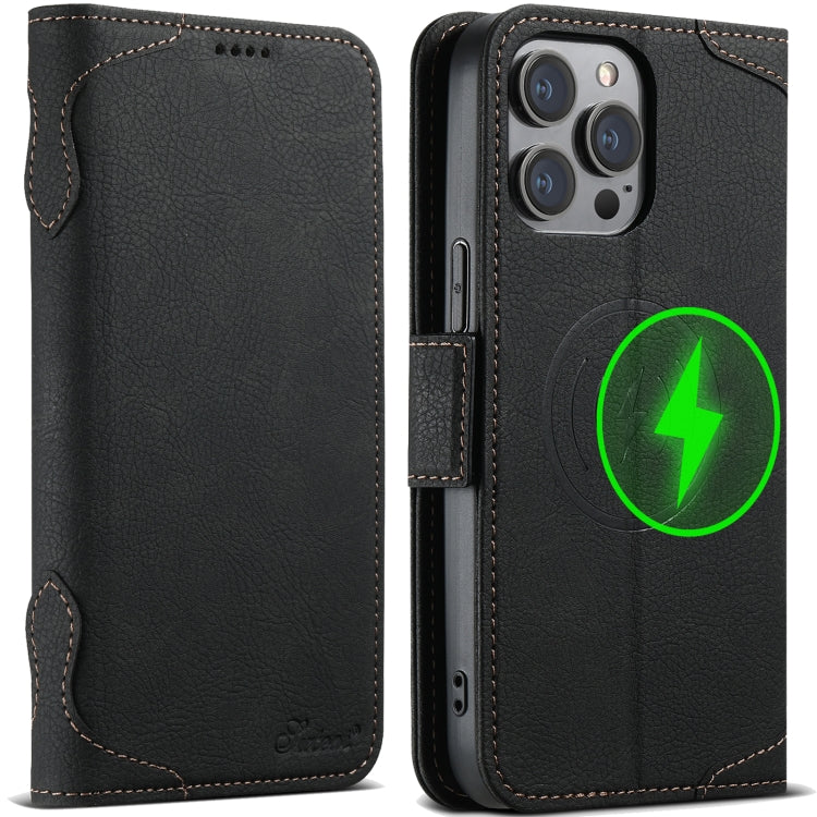 For iPhone 12 Pro Max SUTENI J07 Multifunctional Horizontal Flip Magsafe Leather Phone Case(Black) - free shipping - PMC Jewellery - Order now!