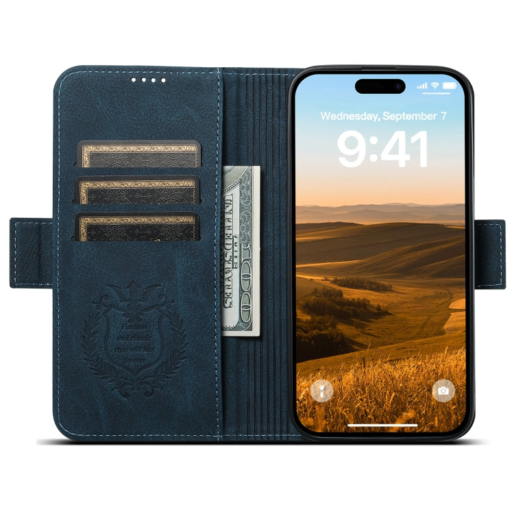 For iPhone 13 SUTENI J07 Multifunctional Horizontal Flip Magsafe Leather Phone Case(Blue) - iPhone 13 Cases by Suteni | Online Shopping South Africa | PMC Jewellery | Buy Now Pay Later Mobicred