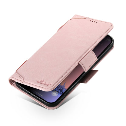 For iPhone 14 Plus SUTENI J07 Multifunctional Horizontal Flip Magsafe Leather Phone Case(Pink) - iPhone 14 Plus Cases by Suteni | Online Shopping South Africa | PMC Jewellery | Buy Now Pay Later Mobicred