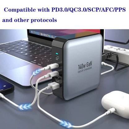 GAN 140W PD65W / PD20W / QC3.0 USB Five Port Laptop Adapter, Plug:AU Plug - Universal Power Adapter by PMC Jewellery | Online Shopping South Africa | PMC Jewellery | Buy Now Pay Later Mobicred
