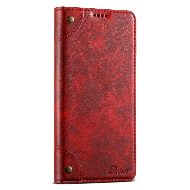 For Samsung Galaxy S24+ 5G Suteni Baroque Calf Texture Buckle Wallet Leather Phone Case(Red) - Galaxy S24+ 5G Cases by Suteni | Online Shopping South Africa | PMC Jewellery | Buy Now Pay Later Mobicred